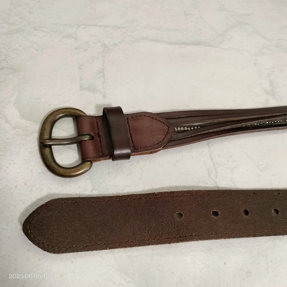 COPY - Unbranded Women's Brown Leather Belt Sz Large Silver Accents Layers Retr…